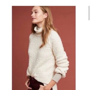 Anthropologie MOTH Cream Turtleneck Sweater